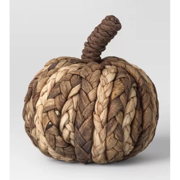 Small 4” Woven Pumpkin Dark Two Tone Pumpkin Figurines - Threshold NEW! CUTE! - Picture 1 of 3